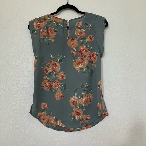2/$30 Alice Blue Sleeveless Blouse Top Floral Blue and Tan/ Cream SZ XSP - Picture 4 of 10